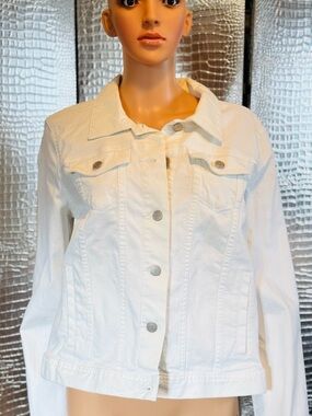 LOFT White Denim Jacket - Button Front